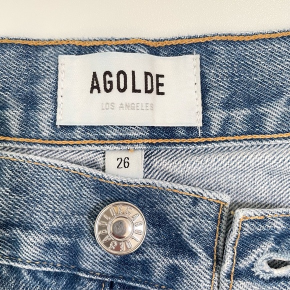Agolde 90s Mid Rise Loose Fit Jean Distressed Denim Ripped Knee Fall Out 26 - Picture 14 of 16
